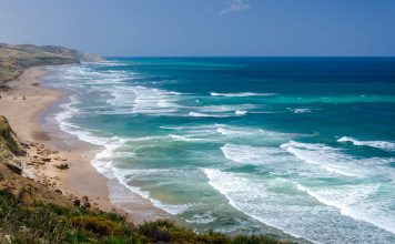 Moroccan beach coastline between the Mediterranean and Atlantic Ocean